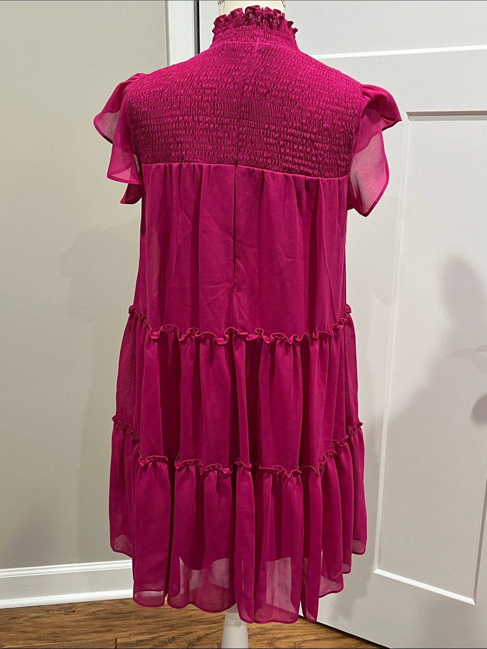 Maison Tara Fuchsia Tiered Ruffle Midi Dress - Picture 2 of 6